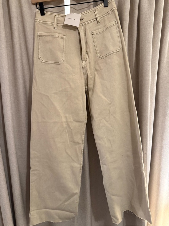 Miou Muse Pants - New Landry Kate Miou Muse Cropped Wide Leg Stretch Denim Cream L